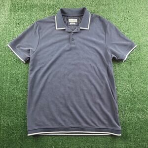 Porter & Ash Men's Polo Shirt Large Blue 2-Tone Structured Stretch